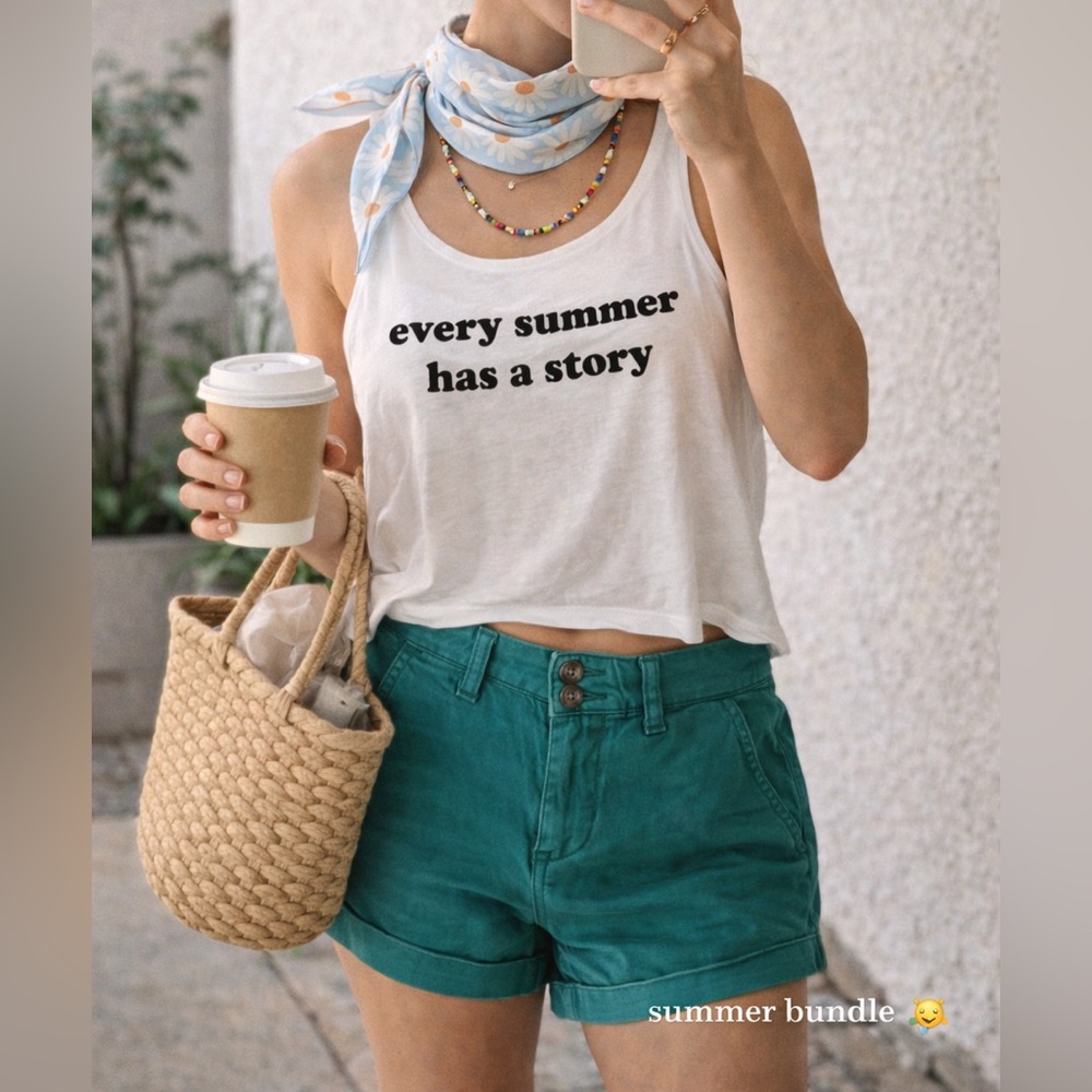 Summer Outfit Bundle – Graphic Tank + AE Shorts + Scarf Set